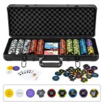 Dreamade ensemble complet de jetons de poker mallette poker en aluminium de 500 pices 5 ds jeux de ...