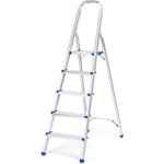 Dreamade escabeau pliante en aluminium à 5 marches avec pieds et poignée antidérapants 21 cm d?espacement ... Dreamade escabeau pliante en aluminium à 5 marches avec pieds et poignée antidérapants 21 cm d?espacement ...