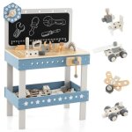 Dreamade tabli en bois enfant jouet du bricoleur avec 61 outils et accessoires tableau noir horloge ...