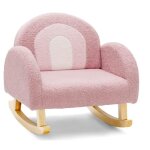 Dreamade fauteuil � bascule enfant en velours teddy avec dossier �largi pieds en bois massif anti - basculemen ...