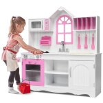 Dreamade grande cuisine enfant en bois avec cuisinires evier four micro - ondes fentre 3 spatules porte ...