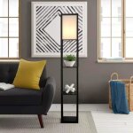 Dreamade lampadaire sur pied 160cm en bois avec 3 etagères et abat - jour en tissu idéal pour salon et ... Dreamade lampadaire sur pied 160cm en bois avec 3 etagères et abat - jour en tissu idéal pour salon et ...