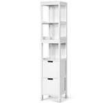 Dreamade meuble colonne de rangement etag�re en hauteur sur pieds avec 3 etag�res et 2 tiroirs amovibles ...
