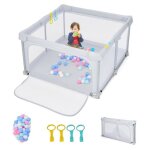 Dreamade parc pour b�b� pliable 124x124cm en tissu oxford avec maille respirante 50 balles oc�aniques ...
