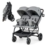 Dreamade poussette double pliable cte  cte avec dossier - repose - pieds - capote rglables - harnais ...