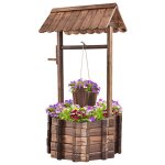 Dreamade puit dcoratif de jardin caisse pour plante avec seau suspendujardinire extrieur en sapinbote ...