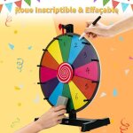 Dreamade roue de fortune 38cm avec 12 emplacements roue de prix avec stylo effa�able et gomme pour loterie ...