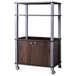 Dreamade support de micro - ondes en bois etag�re de cuisine � roulette avec 3 niveaux et 1 compartiment ...