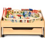 Dreamade table circuit de train en bois table de jeu puzzle activit 100pices tiroir de rangement avec ...