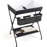 Dreamade table à langer pliante avec panier de rangement 2 etagères et cadre en fer charge max 10 kg ... Dreamade table à langer pliante avec panier de rangement 2 etagères et cadre en fer charge max 10 kg ...