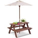 Dreamade table de pique - nique en bois pour enfants avec 2 bancs parasol amovible table d?activit�s ...