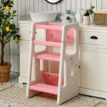 Dreamade tour d?apprentissage montessori 3 hauteur rglable avec barre de scurit amoviblecharge 65kg ...