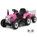 Dreamade tracteur enfant avec remorque amovible voiture  pdales avec tlcommande et eclairage led ...