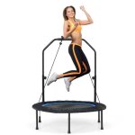 Dreamade trampoline de fitness pliable 101cm avec hauteur r�glable et poign�e 2 bandes de r�sistance ...