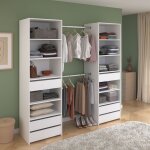 Dressing - aneto - blanc - double colonne - 6 tiroirs - 2 barres de penderie - l1999 x h200 x p497 cm ...