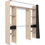Dressing artic avec rideau - l 198 x h 203 cm - 2 colonnes + 2 penderies + 2 tiroirs - chne jackson ...