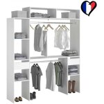 Elysée - dressing blanc extensible avec 2 penderies 4 étagères et 2 tiroirs Elysée - dressing blanc extensible avec 2 penderies 4 étagères et 2 tiroirs