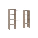 Elyse - dressing bois avec 6 tagres et 2 penderies : 220 x 40 x 180 cm