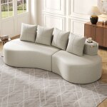 Dripex canap� compress� en lin avec 4 coussinscanap� dangle 3 / 4 places moderne incurv� avec porte - ...