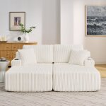 Dripex canap� - lit relax 2 / 3 places en tissu velours c�tel� beigefauteuil lounge avec porte - boissons ...