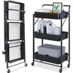 Dripex desserte de cuisine sur roulettes chariot de rangement  3 niveaux avec fonction pliante pour ...