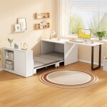 Dripex lit escamotablebureau armoire lit 3 - en - 1 avec matelas de 4 cm d�paisseurroulettes et compartiments ...