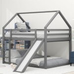 Dripex lit superpos� 140x200cm avec toboggan pour enfantslit double avec �chellelit maison cabane gris ...