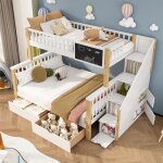 Dripex lit superposé 90×200cm / 140×200cm avec escaliers de rangementlit enfant avec deux tiroirs et ... Dripex lit superposé 90×200cm / 140×200cm avec escaliers de rangementlit enfant avec deux tiroirs et ...
