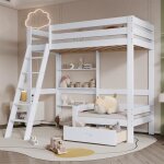 Dripex lit superpos 90x200 cm avec tagres et chelle incline  cinq marchescadre lit en bois avec ...