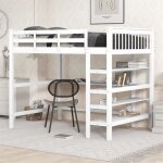 Dripex lit surlev 140 x 200cm avec tagres de rangement et bureau sous le litbureau - lit pour les ...