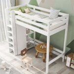 Dripex lit sur�lev� 90x200 cm avec armoireporte et 6 �tag�res de rangementlit enfant avec �chelle et ...