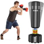 Dripex sac de frappe 175cm sac de boxe adulte sur pied punching ball autoportant noir