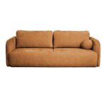 Drixy - canap� 3 places convertible avec coffre en tissu orange