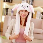 Drle bonnet de lapin en pelucheanimal chapeau avec les oreilles sautant lorsque pressant les pattes