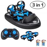Drone bateau voiture rc t�l�command� 3 en 1 - shan h36f - bleu - mode mer - terre - air - cadeau pour ...