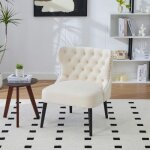 Drose chaise de salle � manger moderne capitonn�e dossier haut en tissu beige - 65x61x80cm