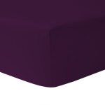 Dublanc drap housse 160 x 200 cm prune - 100 % coton