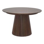 Dublin - table extensible ronde pied central relief mdf placage ch�ne fum�