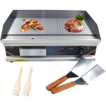 Plancha lectrique - dulnice - 3000w - inox - surface semi - plate et rainure - facile  nettoyer