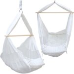 Dunedesign hamac pour bébé 100% coton blanc avec barre de séparation en bois 2 mousquetons en métal avec ... Dunedesign hamac pour bébé 100% coton blanc avec barre de séparation en bois 2 mousquetons en métal avec ...