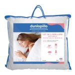 Dunlopillo - lot de 2 oreillers invitation au bonheur - 100% plumettes - 60 x 60 cm