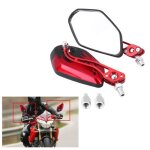 Duokon 1 paire de 8mm 10mm universel moto scooter en aluminium motif de flamme rétroviseurs rouges - ... Duokon 1 paire de 8mm 10mm universel moto scooter en aluminium motif de flamme rétroviseurs rouges - ...