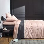 Duquennoy & lepers - parure de lit bicolore rose - anthracite - housse de couette 260 x 240 + 2 taies ...