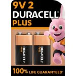Duracell plus piles alcalines 9v 6lr61 mn1604 paquet de 2