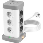 Duronic et12c tour multiprise avec 3 ports usb - a et 1 port usb - c 12 prises 3680w 13a multiprise avec ...