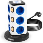 Duronic et12l tour multiprise avec 3 ports usb - a veilleuse tactile 12 prises 3680w 13a multiprise avec ...