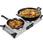 Duronic hp2 ss plaque de cuisson chauffante �lectrique avec double foyer en fonte de 20 et 15 cm 2500w ...