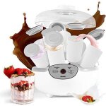 Duronic ym2 yaourtire lectrique avec cran numrique et 8 pots en cramique - parfait pour prparer ...