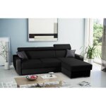 Dustin - canap dangle rversible - 4 places - convertible avec coffre - ttires rglables - noir / ...
