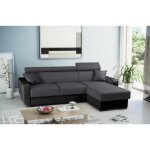 Dustin - canap dangle rversible - 4 places - convertible avec coffre - ttires rglables - noir / ...